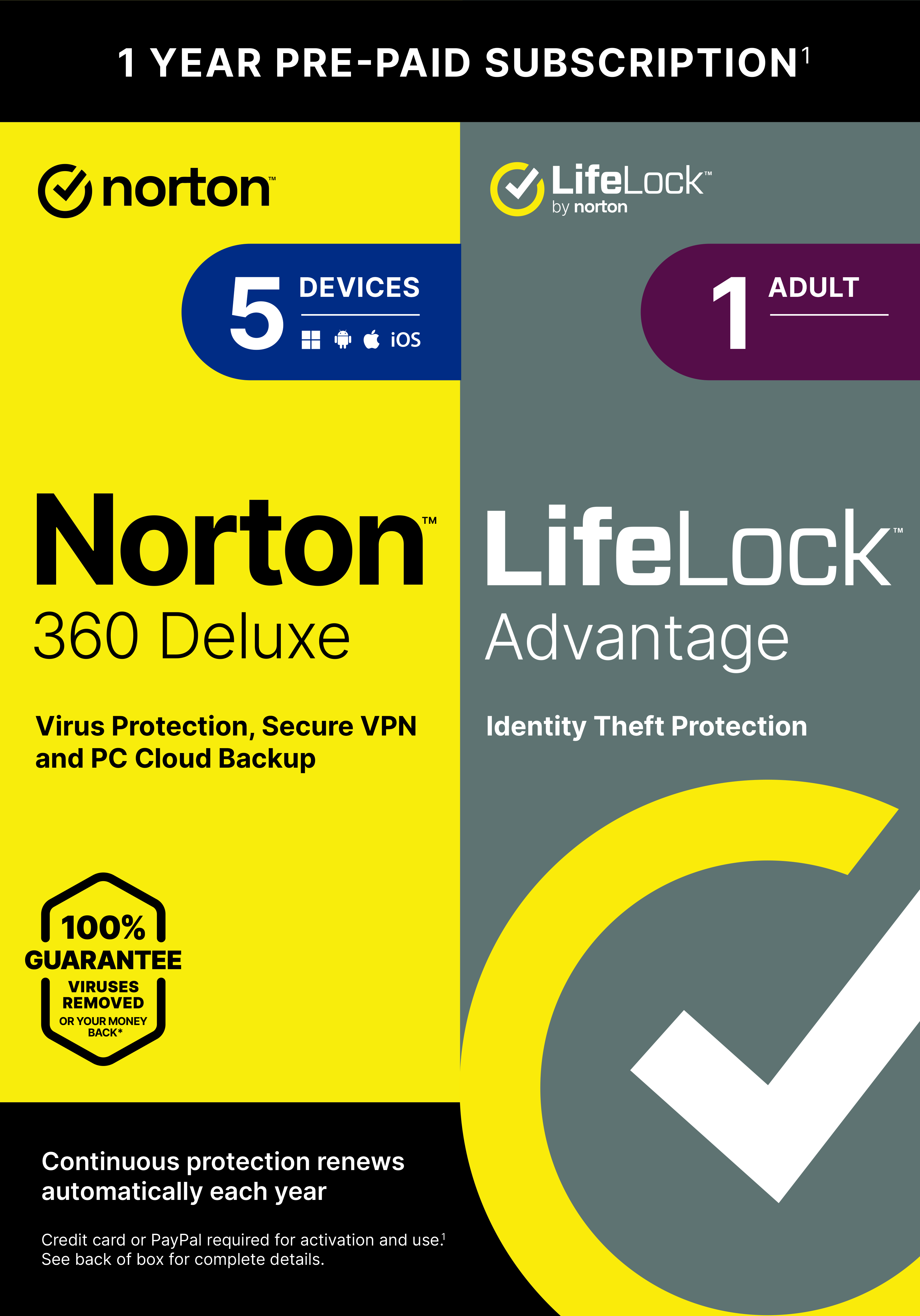 Norton 360 with LifeLock Advantage — 5 Devices, 1 Adult box shot